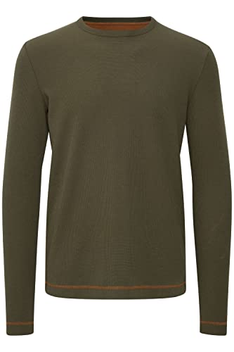 Indicode Herren Ambrosius Longsleeve Langarmshirt Shirt Mit Print aus 100% Baumwolle, Größe:L, Farbe:Army (600) von Indicode