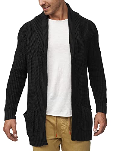 Indicode Herren Anaheim Strickjacke mit 2 aufgesetzten Taschen | Winterjacke Cardigan Black M von Indicode