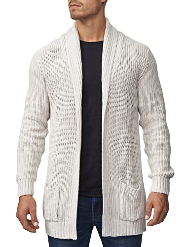 Indicode Herren Anaheim Strickjacke mit 2 aufgesetzten Taschen | Winterjacke Cardigan Ecru Mix S von Indicode