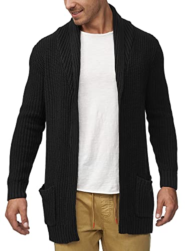 Indicode Herren Anaheim Strickjacke mit 2 aufgesetzten Taschen | Winterjacke Cardigan Black, L von Indicode