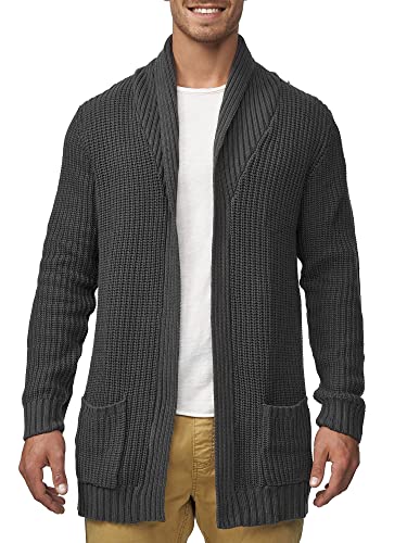 Indicode Herren Anaheim Strickjacke mit 2 aufgesetzten Taschen | Winterjacke Cardigan Dk Grey, S von Indicode