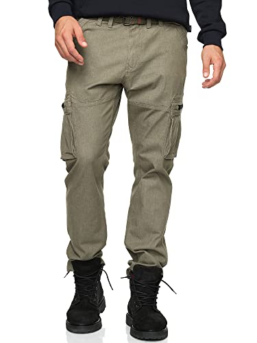 Indicode Herren Analia Cargohose aus Baumwolle mit 6 Taschen | Freizeithose für Männer Army L von Indicode