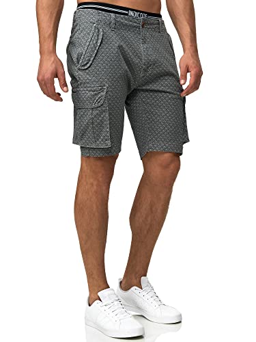 Indicode Herren Arbor Chino Cargo Shorts mit 6 Taschen | Chinoshorts Stretch Herrenshorts Lt Grey S von Indicode