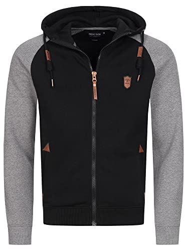 Indicode Herren Arbutus Kapuzensweatjacke | Hoodie Kapuzenpullover Pulli für Männer Black L von Indicode