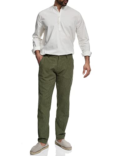 Indicode Herren Arona Stoffhose aus Baumwolle & Leinen | Herrenhose Freizeithose Männer Cypress XXL von Indicode