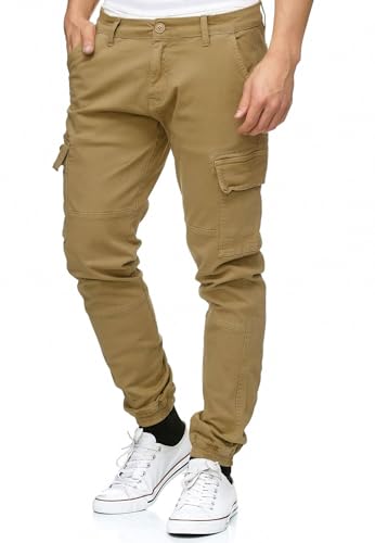 Indicode Herren August Cargohose aus Baumwolle mit 6 Taschen | Cargo Chino Hose f. Männer Amber, S von Indicode