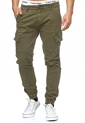 Indicode Herren August Cargohose aus Baumwolle mit 6 Taschen | Cargo Chino Hose f. Männer Army S von Indicode