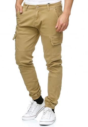 Indicode Herren August Cargohose aus Baumwolle mit 6 Taschen | Cargo Chino Hose f. Männer Cornstalk, XL von Indicode