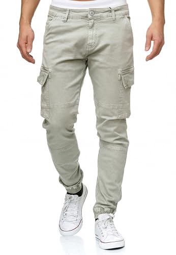 Indicode Herren August Cargohose aus Baumwolle mit 6 Taschen | Cargo Chino Hose f. Männer Lt Grey L von Indicode