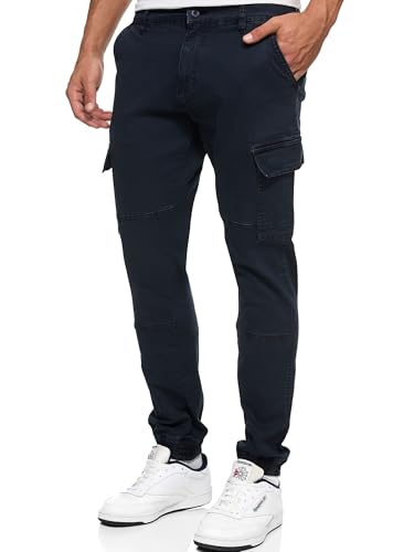 Indicode Herren August Cargohose aus Baumwolle mit 6 Taschen | Cargo Chino Hose f. Männer Navy, M von Indicode