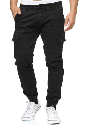 Indicode Herren August Cargohose aus Baumwolle mit 6 Taschen | Cargo Chino Hose f. Männer Black, S von Indicode