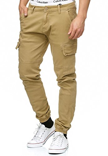 Indicode Herren August Cargohose aus Baumwolle mit 6 Taschen | Cargo Chino Hose f. Männer Cornstalk, L von Indicode