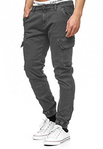 Indicode Herren August Cargohose aus Baumwolle mit 6 Taschen | Cargo Chino Hose f. Männer Raven XXL von Indicode