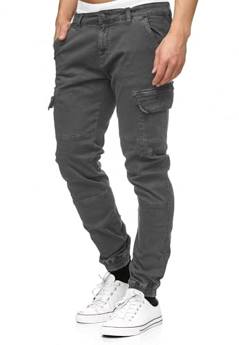 Indicode Herren August Cargohose aus Baumwolle mit 6 Taschen | Cargo Chino Hose f. Männer Raven, XXL von Indicode