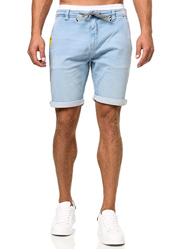 Indicode Herren Azibo Jeans Jogging Shorts mit 4 Taschen | Kurze Denim Hose für Männer Dim Blue M von Indicode