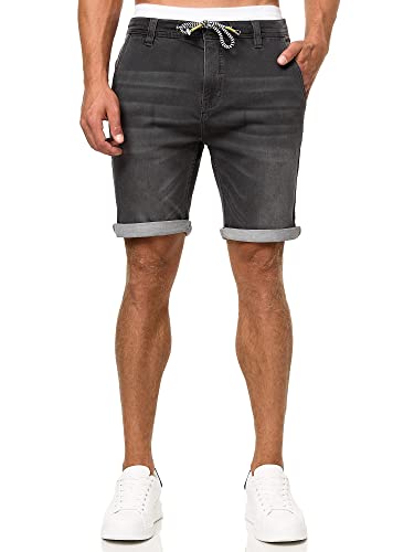 Indicode Herren Azibo Jeans Jogging Shorts mit 4 Taschen | Kurze Denim Hose für Männer Raven, M von Indicode