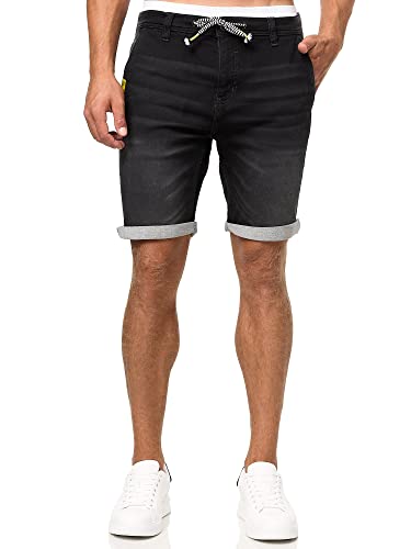 Indicode Herren Azibo Jeans Jogging Shorts mit 4 Taschen | Kurze Denim Hose für Männer Vintage Black, L von Indicode