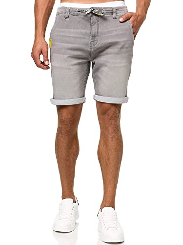 Indicode Herren Azibo Jeans Jogging Shorts mit 4 Taschen | Kurze Denim Hose für Männer Vintage Grey, XXL von Indicode