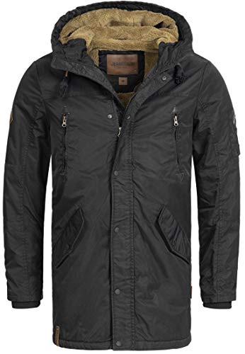Indicode Herren Bardsley Herrenmantel mit verdeckter Knopfleiste | Wintermantel Parka Black, L von Indicode