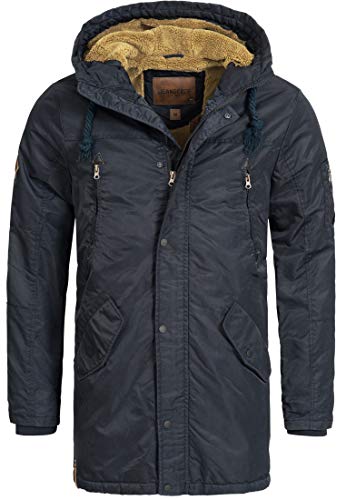 Indicode Herren Bardsley Herrenmantel mit verdeckter Knopfleiste | Wintermantel Parka Navy, L von Indicode