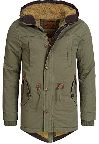 Indicode Herren Barge Winterjacke m. Kapuze & Teddyfutter | Winterparka Herrenjacke Parka Army M von Indicode