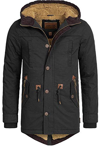 Indicode Herren Barge Winterjacke m. Kapuze & Teddyfutter | Winterparka Herrenjacke Parka Black, S von Indicode