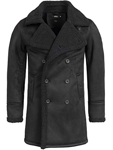 Indicode Herren Barlow Kurzmantel mit Reverskragen und Teddyfell | Mantel Parka Männer Black, L von Indicode