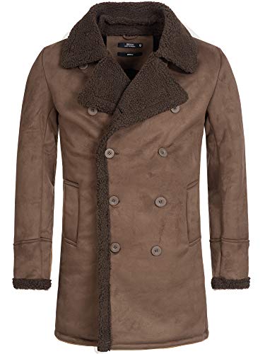 Indicode Herren Barlow Kurzmantel mit Reverskragen und Teddyfell | Mantel Parka Männer Demitasse, XXL von Indicode