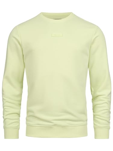 Indicode Herren Baxter Sweatshirt mit RIPP-Bündchen | Herren Sweater Pullover für Männer Lime Cream L von Indicode