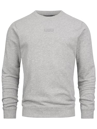 Indicode Herren Baxter Sweatshirt mit RIPP-Bündchen | Herren Sweater Pullover für Männer Lt Grey Mix 3XL von Indicode