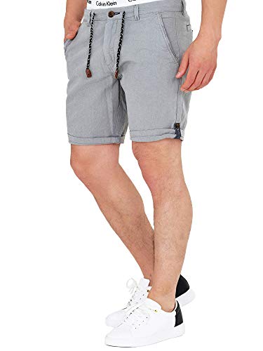 Indicode Herren Beauvals Shorts aus Baumwolle & Leinen | Herrenshorts Bermuda für Männer Lt Grey XXL von Indicode