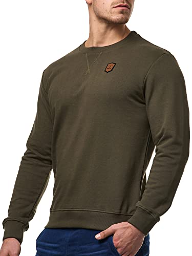 Indicode Herren Beechen Sweatshirt mit RIPP-Bündchen | Herren Sweater Pullover für Männer Army L von Indicode