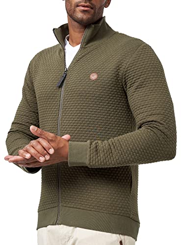 Indicode Herren Bermie Sweatjacke mit Stehkragen | Cardigan Herrenjacke Sweater Männer Army, XL von Indicode
