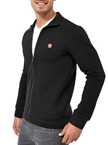 Indicode Herren Bermie Sweatjacke mit Stehkragen | Cardigan Herrenjacke Sweater Männer Black, XL von Indicode