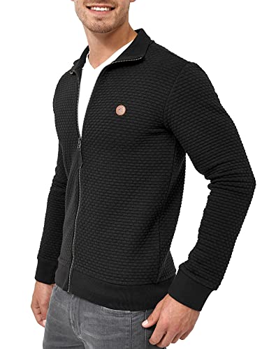 Indicode Herren Bermie Sweatjacke mit Stehkragen | Cardigan Herrenjacke Sweater Männer Black S von Indicode