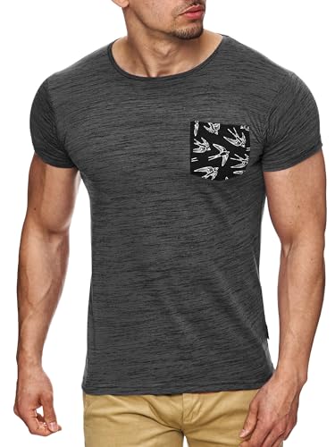 Indicode Herren Blaine T-Shirt mit Rundhals-Ausschnitt | Herrenshirt Sommershirt Anthrazit, S von Indicode