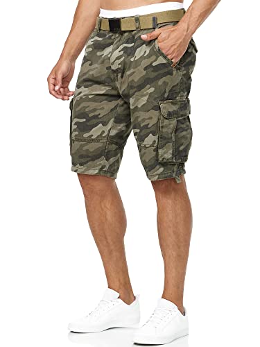 Indicode Herren Blixt Cargo Shorts mit 6 Taschen und Gürtel aus 100% Baumwolle | Männer Dired Camouflage M von Indicode