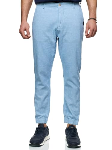 Indicode Herren Blnda Stoffhose aus Leinen & Baumwolle | Herrenhose Freizeithose Männer Blue Wave, 3XL von Indicode