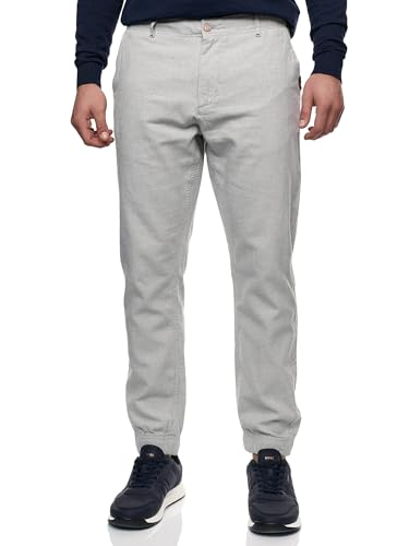 Indicode Herren Blnda Stoffhose aus Leinen & Baumwolle | Herrenhose Freizeithose Männer Lt Grey, 3XL von Indicode