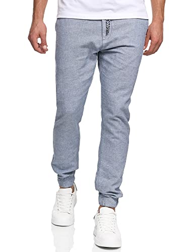 Indicode Herren Blnda Stoffhose aus Leinen & Baumwolle | Herrenhose Freizeithose Männer Navy, M von Indicode