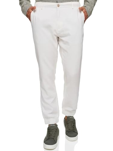 Indicode Herren Blnda Stoffhose aus Leinen & Baumwolle | Herrenhose Freizeithose Männer Offwhite, S von Indicode