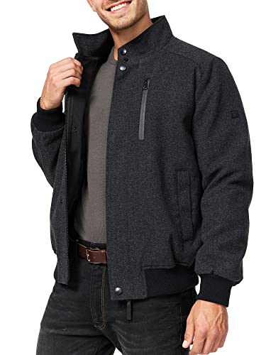 Indicode Herren Bob Winterjacke aus 50% Wolle | Herrenjacke Jacke Männer Mini Herringbone Black XXL von Indicode