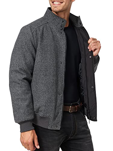 Indicode Herren Bob Winterjacke aus 50% Wolle | Herrenjacke Jacke Männer Mini Herringbone Grey, XXL von Indicode