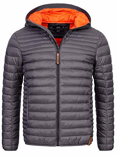 Indicode Herren Bowers Steppjacke in Daunenjacken-Optik | Winterjacke Übergangsjacke Dk Grey L von Indicode