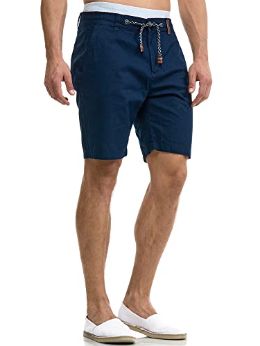 Indicode Herren Bowmanville Shorts aus Leinen & Baumwolle | Herrenshorts Freizeitshorts Navy XL von Indicode