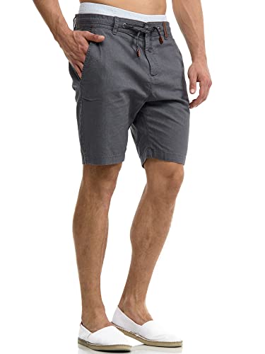 Indicode Herren Bowmanville Shorts aus Leinen & Baumwolle | Herrenshorts Freizeitshorts Iron, XXL von Indicode