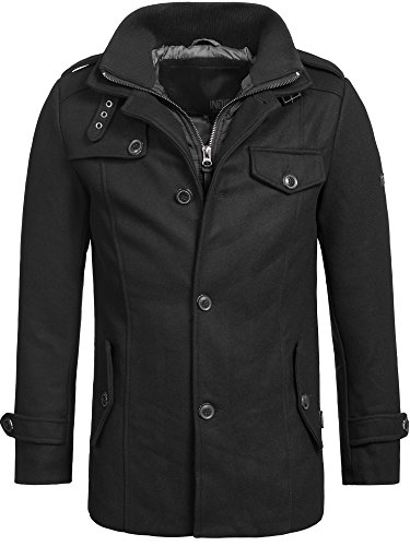 Indicode Herren Brandon Kurzmantel mit Stehkragen | Herrenmantel Wollmantel Mantel Männer Black XXL von Indicode