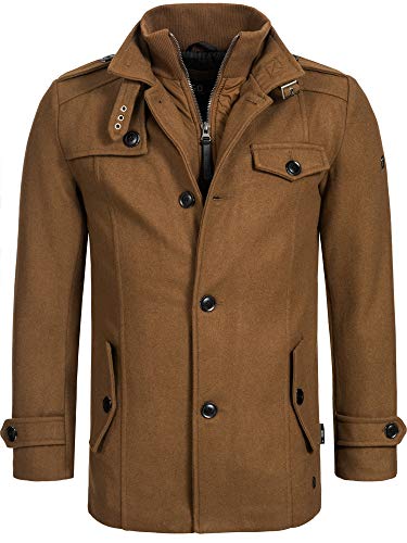 Indicode Herren Brandon Kurzmantel mit Stehkragen | Herrenmantel Wollmantel Mantel Männer Camel XL von Indicode