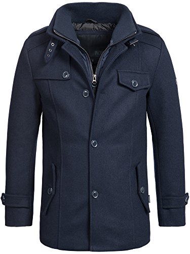 Indicode Herren Brandon Kurzmantel mit Stehkragen | Herrenmantel Wollmantel Mantel Männer Navy S von Indicode