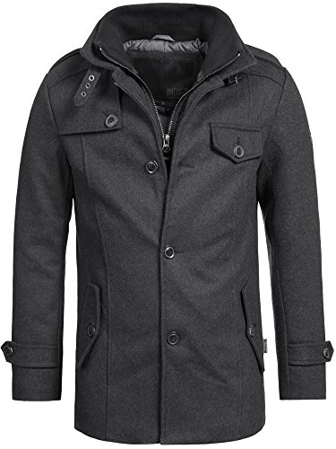 Indicode Herren Brandon Kurzmantel mit Stehkragen | Herrenmantel Wollmantel Mantel Männer Charcoal Mix XXL von Indicode